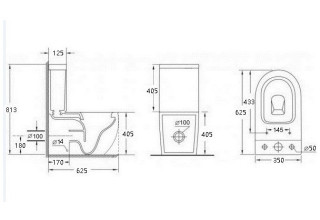 Унитаз напольный Esbano Crisan 62,5x35 безободковый, сиденье Duroplast с системой микролифт, черный