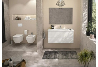 Унитаз подвесной с инсталляцией Ideal Standard Tesi Aquablade + Oleas M2 / S0079R0121JG (кнопка матовый хром)