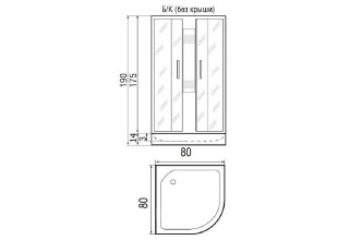 Душевая кабина River Nara Light 80/15 MT без крыши 80х80
