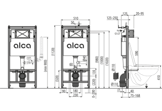 Инсталляция для подвесного унитаза Alcaplast AM101/1120V