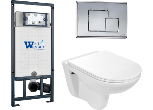 Комплект Welt-Wasser MARBERG 507 + BAARBACH 004 GL-WT + MAR 507 SE с клавишей матовый хром