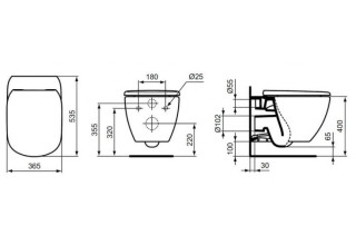 Унитаз подвесной Ideal Standard Tesi AquaBlade T0079V1 53,5x36,5 белый матовый
