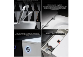 Унитаз приставной CeruttiSpa ARGENTERA Pulse 60x35 с импульсным смывом, сиденье Duroplast, микролифт