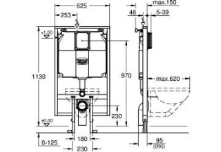Инсталляция Grohe Rapid SL 38995 000 для подвесного унитаза