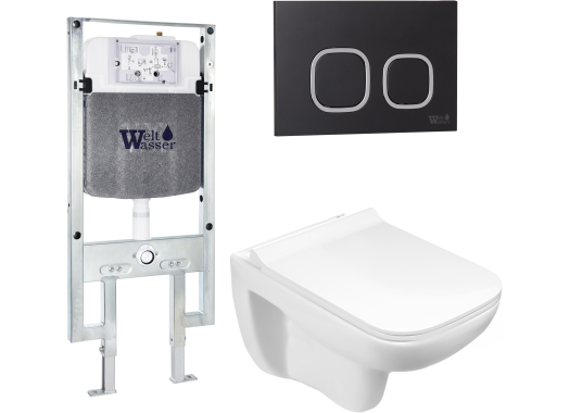 Комплект Welt-Wasser AMBERG 497 ST + KEHLBACH 004 GL-WT + AMBERG RD-BL с черной клавишей