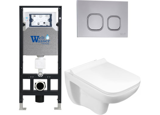 Комплект Welt-Wasser AMBERG 506 + KEHLBACH 004 GL-WT + AMBERG RD-CR с клавишей хром глянец