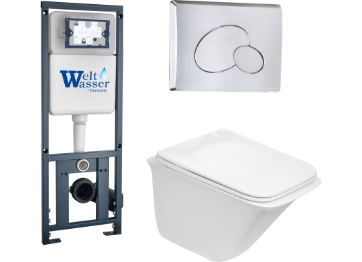 Комплект Welt-Wasser MARBERG 410 + ROTBACH 004 GL-WT + MAR 410 RD с клавишей матовый хром