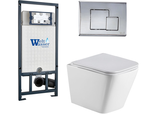 Комплект Welt-Wasser MARBERG 507 + GELBACH 004 GL-WT + MAR 507 SE с клавишей матовый хром