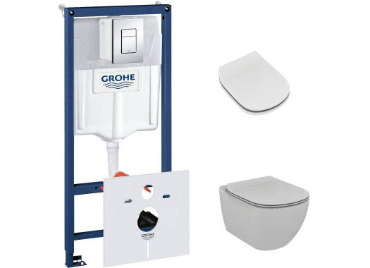 Комплект унитаз Ideal Standard Tesi T007901 + инсталляция Grohe 38775001 + сиденье с крышкой микролифт T352701