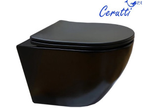 Унитаз подвесной CeruttiSpa SELLA Aria MB CT9160 49x36 сиденье Duroplast, микролифт, черный матовый