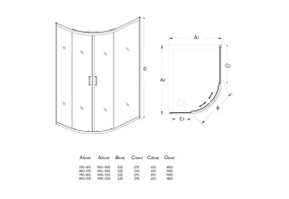 Душевой уголок Veconi Rovigo 100x90x185 стекло рифленое профиль хром RV03-10090A-02-19C1