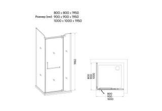 Душевой уголок Veconi Rovigo 80x80x195 стекло прозрачное профиль хром RV18-80K-01-19C1