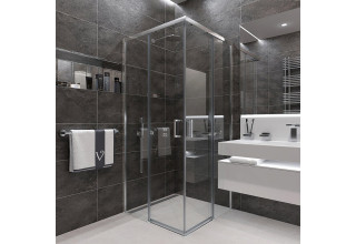 Душевой уголок Veconi Rovigo 80x80x195 стекло прозрачное профиль хром RV47-80-01-C4