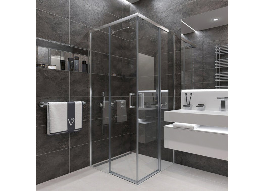 Душевой уголок Veconi Rovigo 80x80x195 стекло прозрачное профиль хром RV47-80-01-C4