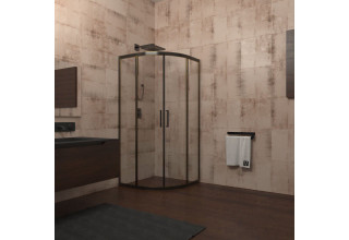 Душевой уголок Veconi Rovigo 90x90x195 стекло прозрачное профиль черный RV04-90PL-01-19C1