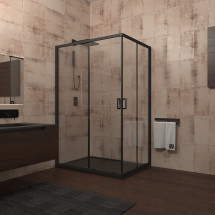 Душевой уголок Veconi Rovigo 120x90x195стекло прозрачное профильчерный RV14-12090PR-01-19C1