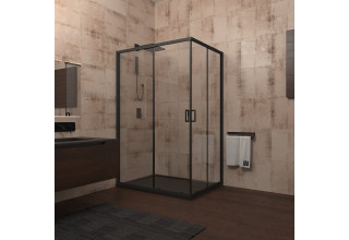 Душевой уголок Veconi Rovigo 120x90x195стекло прозрачное профильчерный RV14-12090PR-01-19C1