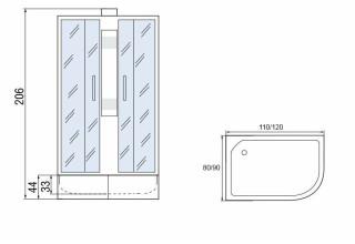 Душевая кабина МОНОМАХ 120/80/44 МЗ R Б/К