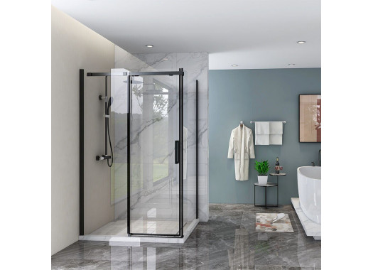 Душевой уголок Veconi Rovigo 140х90х195 стекло прозрачное профиль черный RV070-14090PR-01-C4