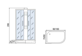 Душевая кабина МОНОМАХ 100/70/24 МЗ R Б/К