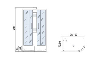 Душевая кабина МОНОМАХ 100/80/44 МЗ L Б/К