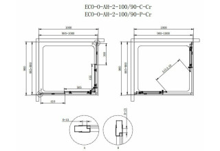 Душевой уголок Cezares ECO-O-AH-2-100/90-C-Cr