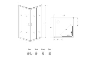 Душевой уголок Veconi Rovigo 90x90x195 стекло прозрачное профиль черный RV13-90-01-C5