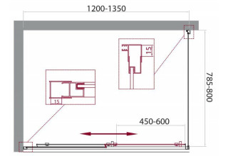 Душевой уголок BelBagno UNIQUE-AH-1-120/135-80-C-Cr