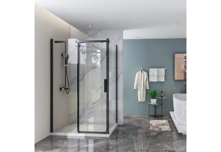 Душевой уголок Veconi Rovigo 130х90х195 стекло прозрачное профиль черный RV070-13090PR-01-C4