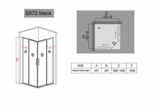 Душевой уголок Black&White S872 Black 100х100х195