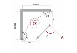 Душевой уголок BelBagno ETNA-P-1-90-C-Cr