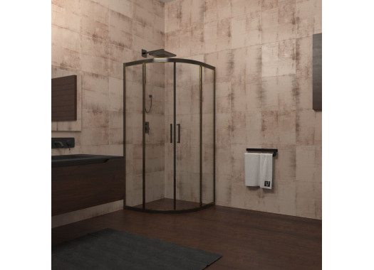 Душевой уголок Veconi Rovigo 80x80x195 стекло прозрачное профиль черный RV04-80PL-01-19C1