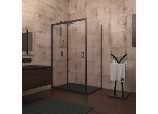 Душевой уголок Veconi Rovigo 120х70х195 стекло прозрачное профиль черный RV046B-12070PR-01-19C1