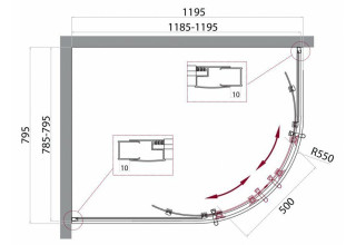 Душевой уголок BelBagno UNO-195-RH-2-120/80-C-Cr