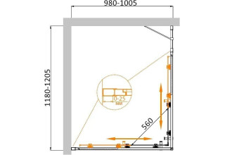 Душевой уголок Cezares MOLVENO-AH-21-100+20-C-Cr-IV