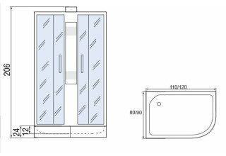 Душевая кабина МОНОМАХ 110/80/24 МЗ L Б/К