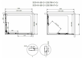 Душевой уголок Cezares ECO-O-AH-2-120/90-P-Cr