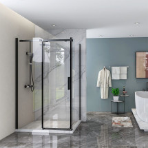 Душевой уголок Veconi Rovigo 160х80х195 стекло прозрачное профиль черный RV070-16080PR-01-C4