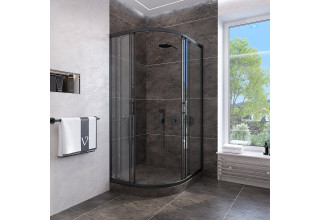 Душевой уголок Veconi Rovigo 90x90x190 стекло прозрачное профиль черный RV107B-90-01-C4