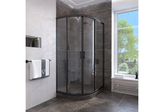 Душевой уголок Veconi Rovigo 90x90x190 стекло прозрачное профиль черный RV107B-90-01-C4