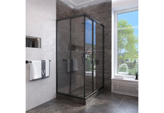 Душевой уголок Veconi Rovigo 80x80x185 стекло прозрачное профиль черный RV113B-80-01-C4