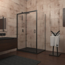 Душевой уголок Veconi Rovigo 110х90х195 стекло прозрачное профиль черный RV046B-11090PR-01-19C1