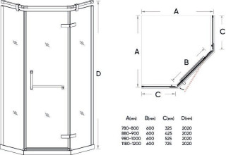 Душевой уголок Veconi Rovigo 80х80х195 стекло прозрачное профиль хром  RV38-80T-01-19C1