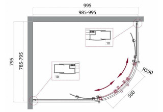 Душевой уголок BelBagno UNO-195-RH-2-100/80-C-Cr