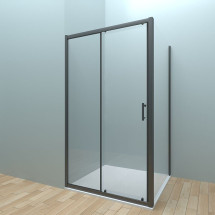 Душевой уголок Veconi Rovigo 100х90х190 стекло прозрачное профиль черный RV072-10090PR-01-C4
