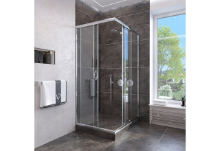 Душевой уголок Veconi Rovigo 90x90x185 стекло прозрачное профиль хром RV113-90-01-C4