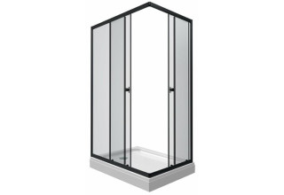 Душевой уголок Тритон Вента Блэк А1 100x80 стекла прозрачные / профиль черный / с поддоном