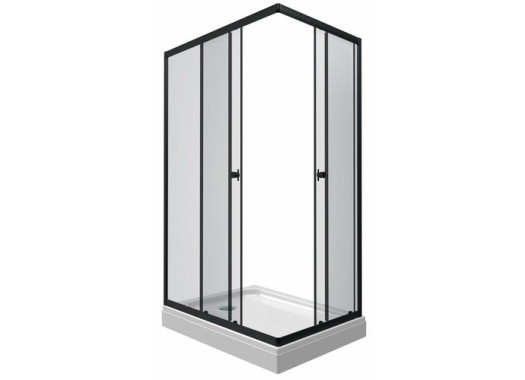 Душевой уголок Тритон Вента Блэк А1 100x80 стекла прозрачные / профиль черный / с поддоном